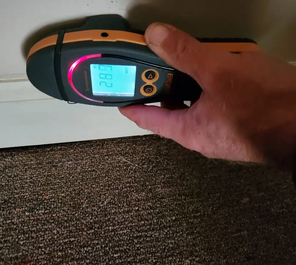 Moisture detection at baseboard during Sewage Cleanup & Sanitation in Yreka